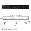 Linear Shower Drain 24 Inch Rectangular Capsule Pattern Grate Removable Mat - Brand New