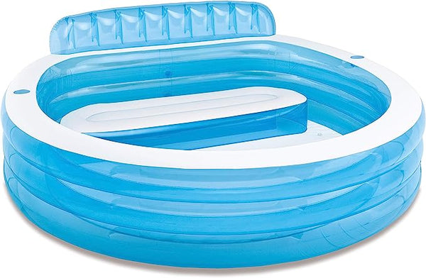 INTEX 57190EP Swim Center Inflatable Family Lounge Pool: Built-In Bench - BLUE Like New