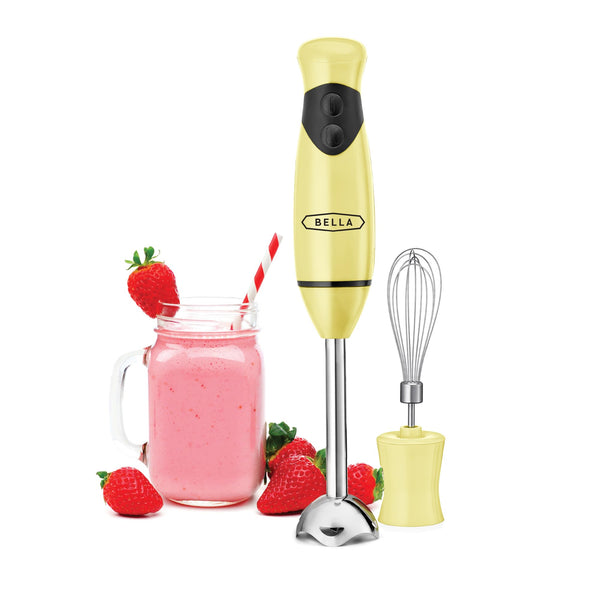 BELLA IMMERSION BLENDER PORTABLE MIXER EMULSIFIER WHISK ATTACHMENT - YELLOW - Like New
