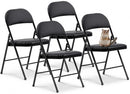 Oline Vinyl Folding Chairs, Padded Vinyl Cushion Metal Frame, 2 Pack - Black - Like New