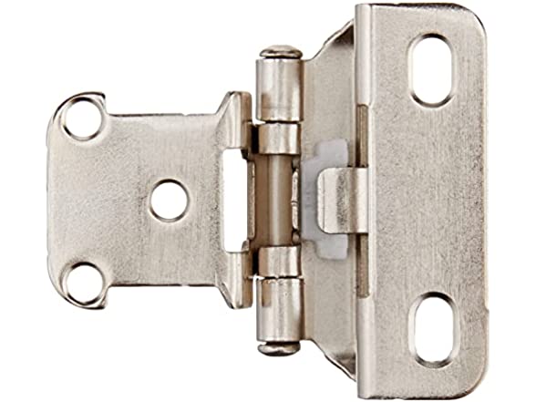 AMAZON BASICS 50-PACK 1/2" OVERLAY WRAP CABINET HINGE - SATIN NICKEL - Like New