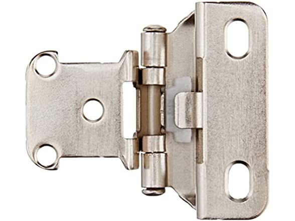 AMAZON BASICS 50-PACK 1/2" OVERLAY WRAP CABINET HINGE - SATIN NICKEL - Brand New