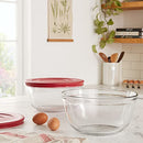 Anchor Hocking 91858 Glass Mixing Bowls with Lids Cherry 4 Quart Set of 2 -New - Brand New