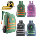 24-Pack 19" Basic Backpacks for Kids - Bookbags, 4 Colors - Brand New