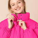 AMAZON ESSENTIALS WOMEN'S CROPPED FULL-ZIP JACKET - SIZE: WOMEN 2XL - NEON PINK - Brand New