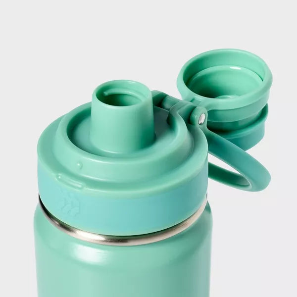 ALL IN MOTION 24OZ STAINLESS STEEL VACUUM INSULATED WATER BOTTLE - SOFT GREEN - Like New