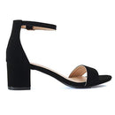 Guilty Heart Womens Ankle Strap Single Band Sandal, Size: 8 Color: Black - Like New