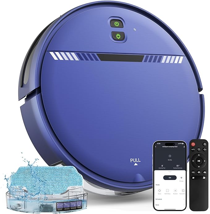 XIEBRO LIFE Robot Vacuum and Mop Combo 2 in 1 Mopping - BLUE STRIPED Like New