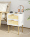 AOBAFUIR RATTAN NIGHTSTAND CHARGING STATION 2 DRAWER DRESSER - Scratch & Dent