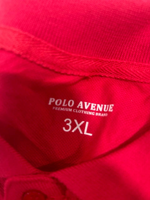 POLO AVENUE 3XL RED SHORT SLEEVE POLO SHIRT - SIZE: MEN 3XL - RED - Brand New