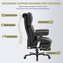 EFOMAO ERGONOMIC OFFICE CHAIR 180KG CAPACITY, PU LEATHER,LUMBAR SUPPORT - BLACK - Like New