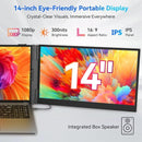 BLACKVIEW TRIPLE LAPTOP SCREEN EXTENDER, 14" 1080P FHD IPS DUAL‑DISPLAY - BLACK - Like New