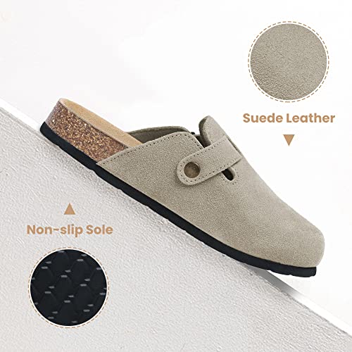 Xiakolaka Women's Suede Clogs Adjustable Buckle Slip on Footbed Clog Beige 7 - Like New