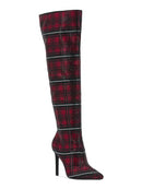 B0CPN1H9NP INC Womens Red Plaid Goring Saveria Pointed Toe Stiletto 5 M - Brand New