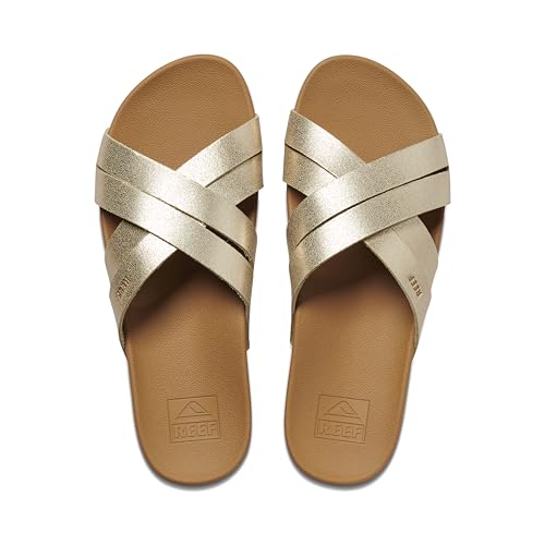 CI3921 REEF WOMENS CUSHION SPRING BLOOM CHAMPAGNE SIZE 8 - Like New