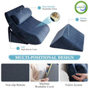 QIRROBONI 4PCS Orthopedic Bed Wedge Pillow Set Adjustable - Full Navy - Like New