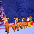 DomKom 10 FT Christmas Inflatable Santa Claus on Sleigh with Three Reindeer - Brand New