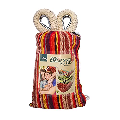 BLISS HAMMOCKS BH-401-TA DOUBLE HAMMOCK IN A BAG COTTON, 265-POUNDS, STRIPED - Like New