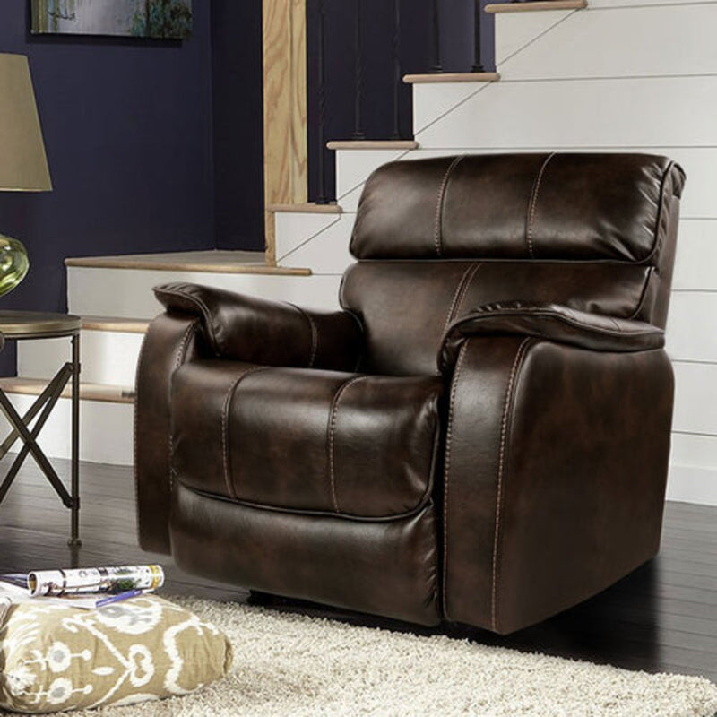 QOMOTOP OVERSIZED VEGAN LEATHER ROCKING RECLINER - BROWN - Like New