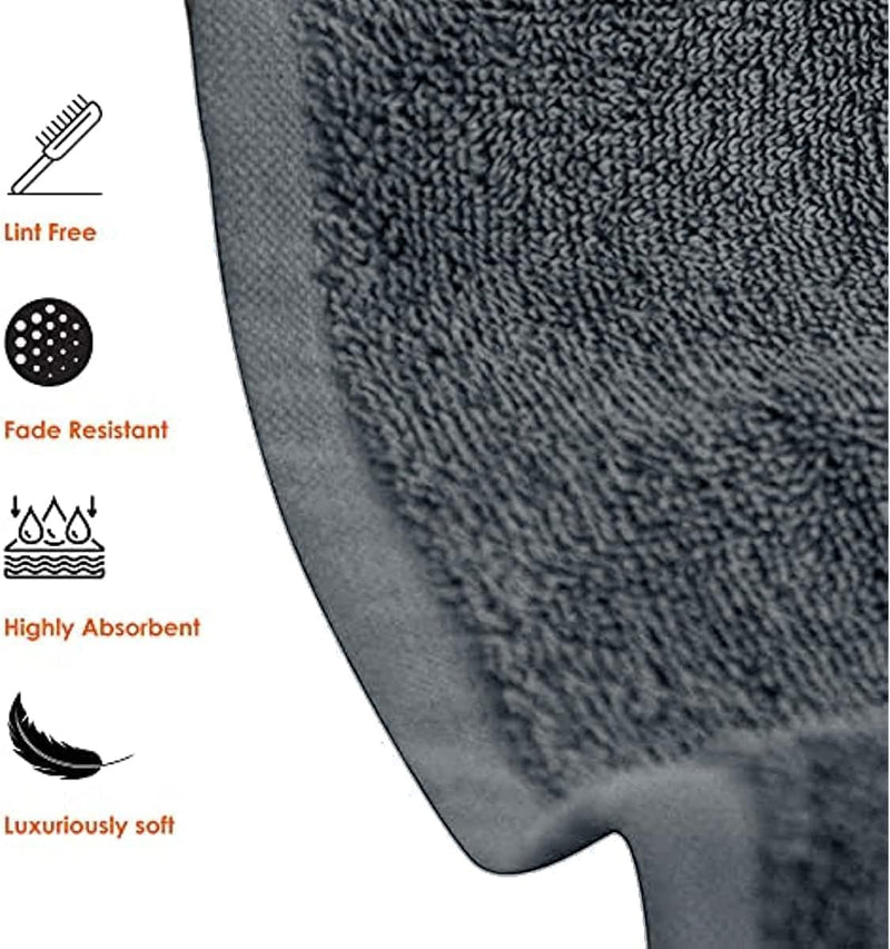 SIMPLE ELEGANCE 6-PACK PLUSH BATH TOWEL SET (27X52 INCH) - GRAY - Brand New