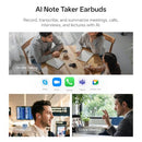 VIAIM RECDOT AI VOICE RECORDER EARBUDS, MEETINGS & CALLS, XFVI-A92 - SILVER - Like New