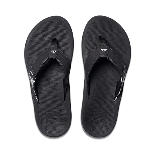 REEF WOMEN'S REEF SANTA ANA FLIP FLOP SANDALS SIZE 7 BLACK/WHITE - Brand New