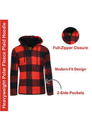 BLUE ROCK GALAXY J. COME MEN'S MODERN FIT PLAID HOODIE, J-8001 - SIZE XL - RED Brand New