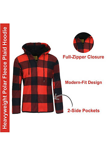 BLUE ROCK GALAXY J. COME MEN'S MODERN FIT PLAID HOODIE, J-8001 - SIZE XL - RED Brand New