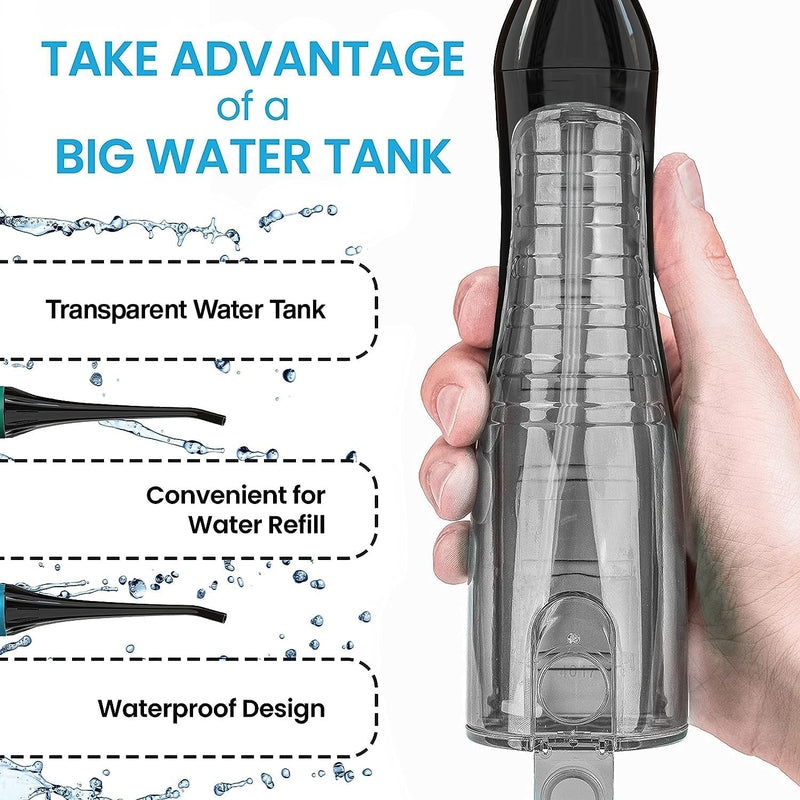 Aquasonic Aqua Professional Rechargeable Water Flosser with 4 Tips - BLACK - Brand New