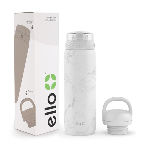 Ello Cooper 22oz Stainless Steel Water Bottle - White Marble - Like New