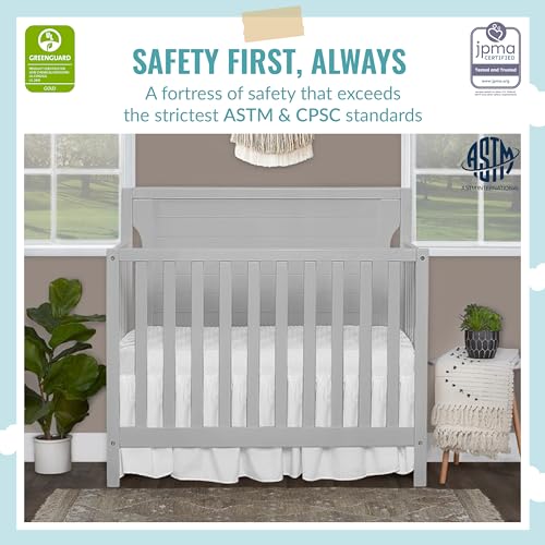DREAM ON ME BELLPORT 4-IN-1 MINI BABY CRIB, PEBBLE GREY - 637-PG - Like New