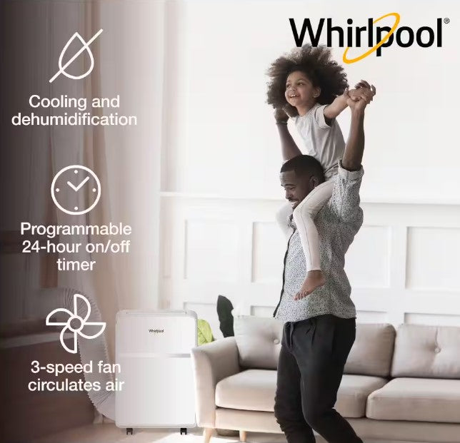 Whirlpool 10,000 BTU ASHRAE/6,500 BTU DOE 115V Portable Air Conditioner - White - Like New