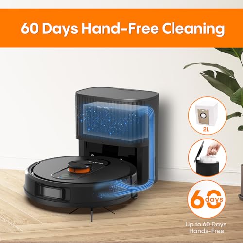 EITTON ROBOT VACUUM MOP SELF-EMPTYING 5000PA ROBOTIC VACUUM LIDAR NAVIGATION - Like New