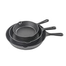 COMMERCIAL CHEF 3-PIECE CAST IRON SKILLET SET - PRE-SEASONED CAST IRON COOKWARE - Like New