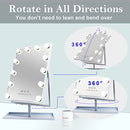 FENCHILIN Lighted Hollywood Makeup Mirror 360° Free-Rotation 12 LEDs - White - Brand New