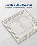 ZILLSEA 2-PACK DOUBLE DECORATOR OUTLET COVERS, SATIN NICKEL WALL PLATES - Brand New