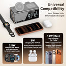 4URPC 6-IN-1 ALARM CLOCK WIRELESS CHARGING APPLE DEVICES - GRAY/BLACK - Like New