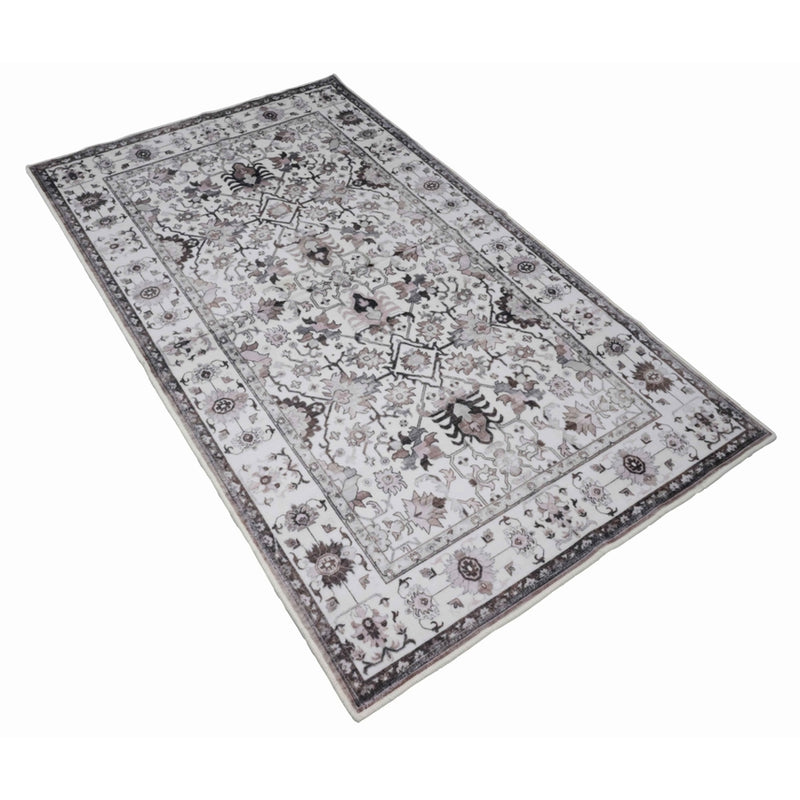 BIBB HOME WASHABLE FLANNEL PRINTED ACCENT RUG WITH LATEX BAC 24X36 - IVORY GRACE - Brand New