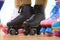 ROLLER DERBY REEWIND SPINR HIGH-TOP ROLLER SKATES INDOOR/OUTDOOR, SIZE 9 - BLACK - Like New