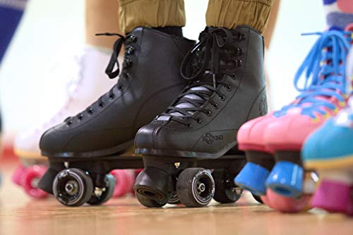 ROLLER DERBY REEWIND SPINR HIGH-TOP ROLLER SKATES INDOOR/OUTDOOR, SIZE 9 - BLACK - Like New