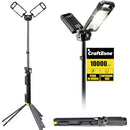 LED Work Light Telescoping Tripod Wide 120M 10000 Lumen Dual-Head 7000K Gray - Brand New