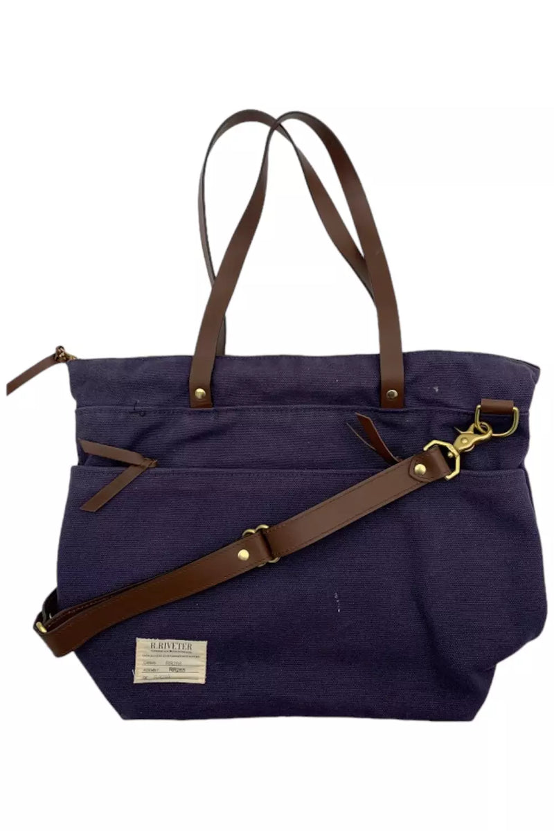 R.RIVETER CANVAS TOTE WITH LEATHER BOTTOM - NAVY - Like New