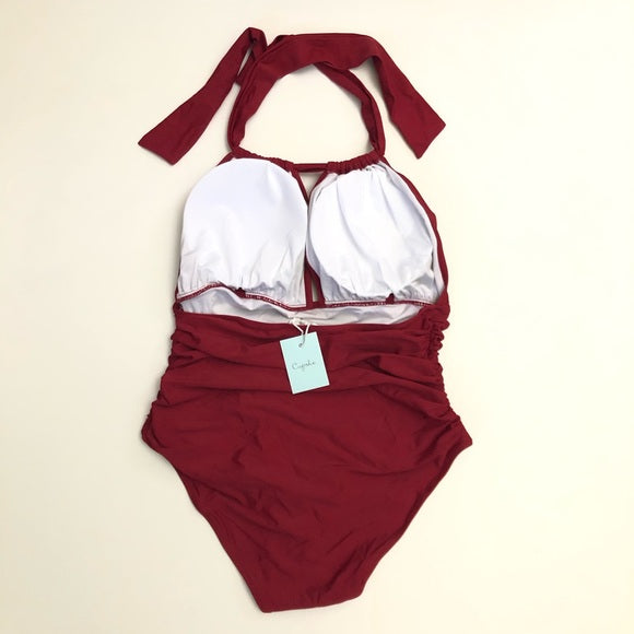 CUPSHE NWT ONE PIECE SWIMSUIT L - BURGUNDY - Like New