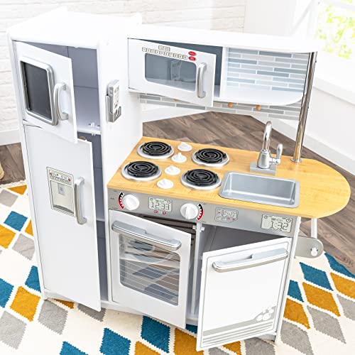 KIDKRAFT UPTOWN WHITE WOODEN PLAY KITCHEN WITH PLAY PHONE GIFT AGE 3+ - WHITE - Like New