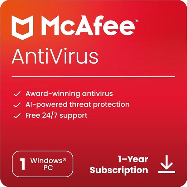 McAfee AntiVirus Protection 1 PC Windows Cybersecurity 1 Year Subscription