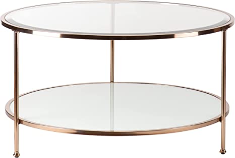 Southern Enterprises Risa Cocktail Table Round CK0430 - White/Metallic Gold Like New