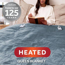 SUNBEAM ELECTRIC ROYAL LUXE MICROPLUSH HEATED BLANKET CADET BLUE - Like New