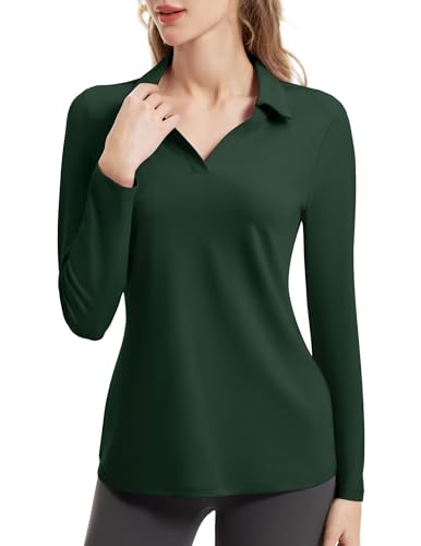 FKEEP WOMEN'S TENNIS GOLF SHIRT LONG SLEEVED TOP SPORT ACTIVEWEAR FOREST GREEN - Brand New