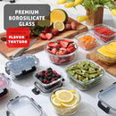 EATEX 24PC GLASS FOOD STORAGE CONTAINERS, 12 LIDS EACH, JET BLACK - Like New