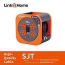 LINK2HOME CORD REEL 25 FT. EXTENSION CORD 4 POWER OUTLETS EMR210-25UL - ORANGE - Like New